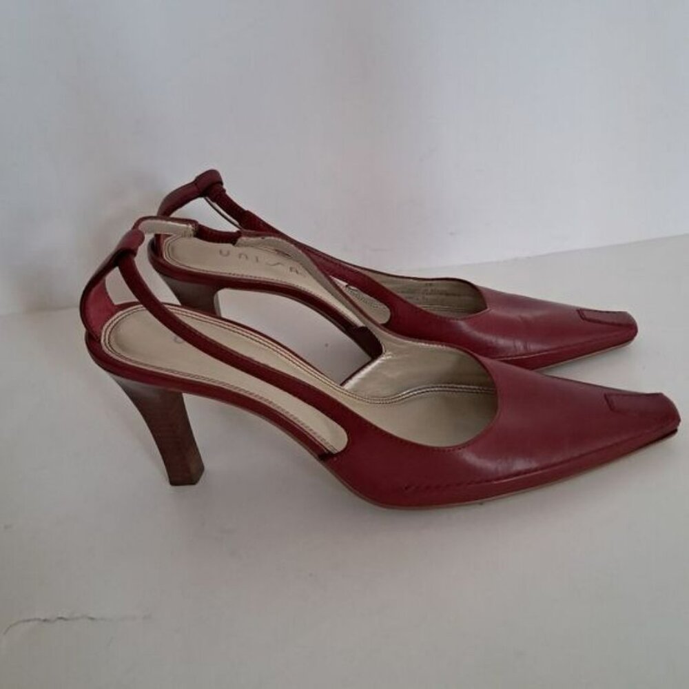 Unisa Kitten Heels Women's 7B Red Pointed Toe Leather Siren Office Career Y2K